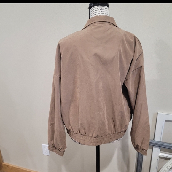 Anthropologie Mine Tan Bomber Jacket Women's SZ Sm. ZIP snap flap pockets - Picture 4 of 10